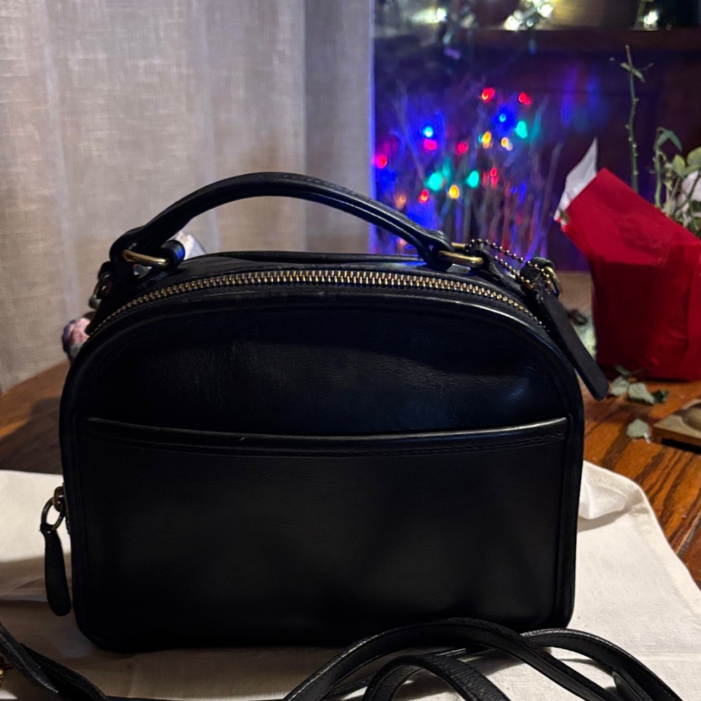 Coach Black Leather Crossbody Satchel
